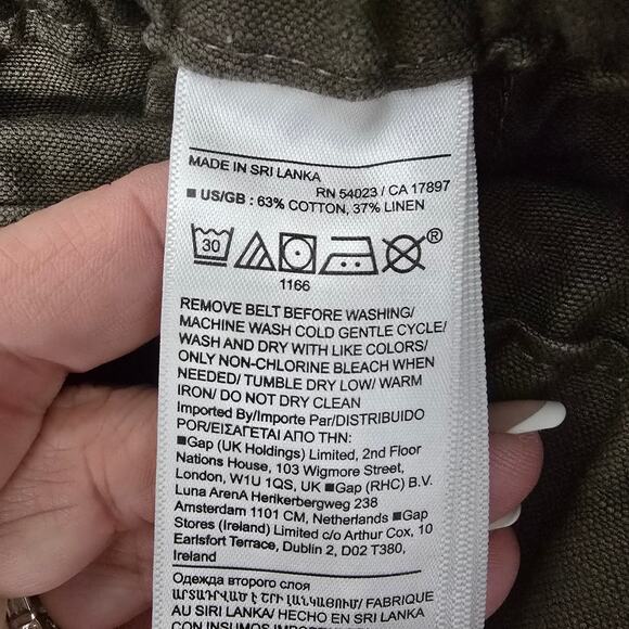 Banana Republic Paper Bag Shorts with Belt, NWOT, Olive Green Size 16 - Picture 5 of 9